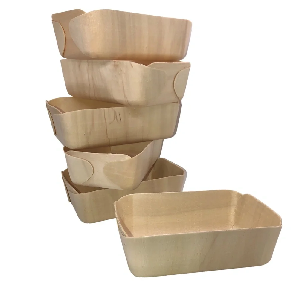 Set of 6 Farmstand & Farmer's Market Wooden Fiber Container Storage Baskets